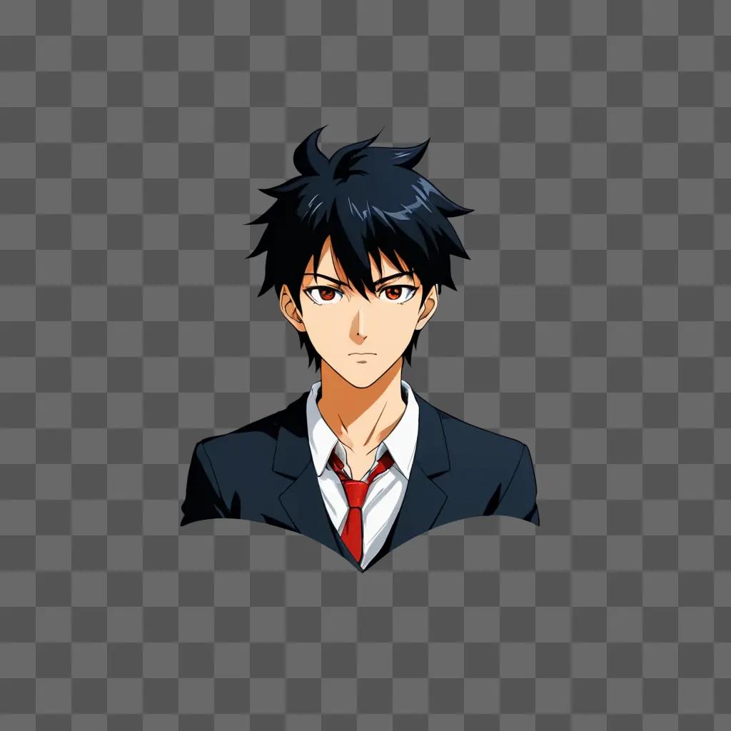 handsome anime boy with red tie