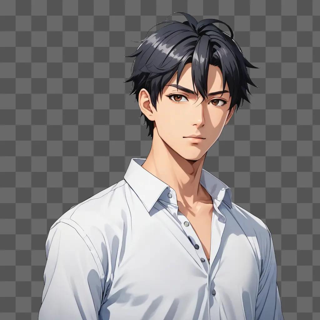 handsome anime boy with white shirt