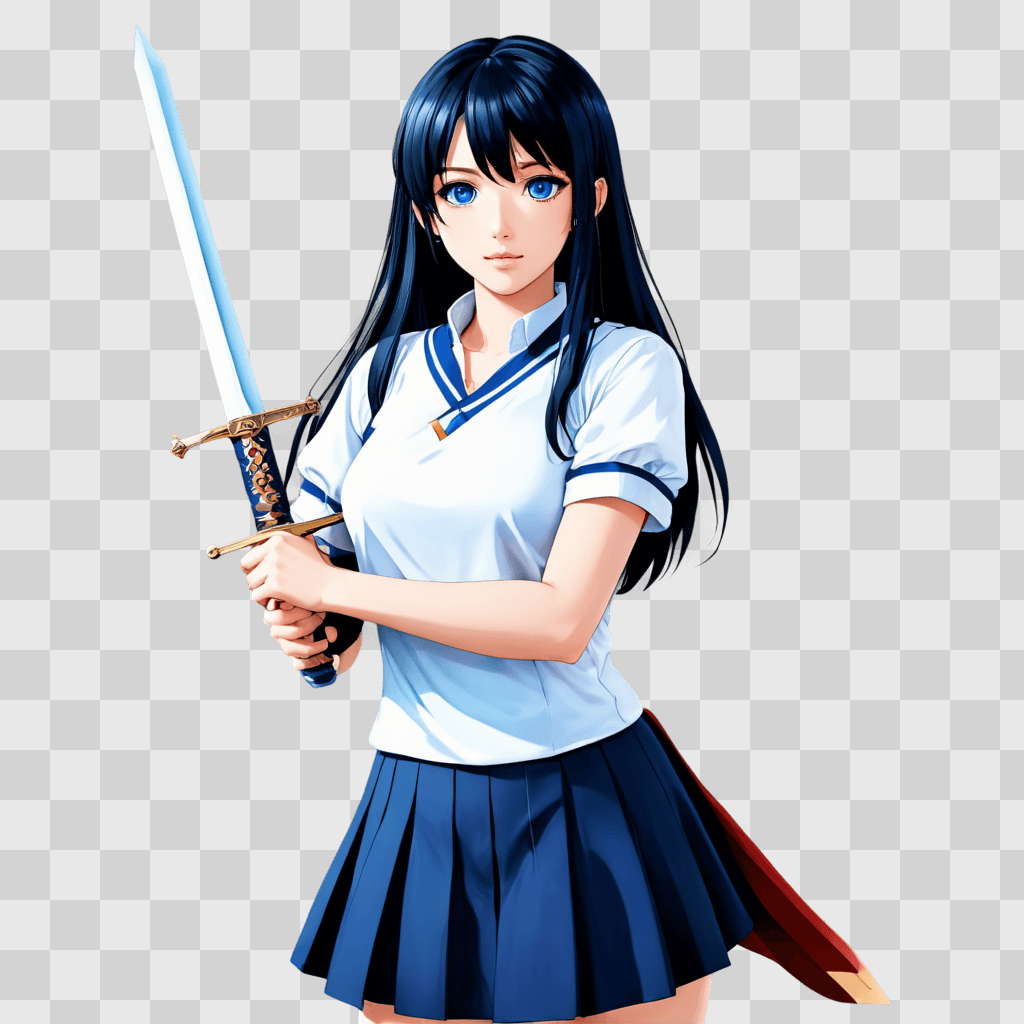 handsome cute anime girl A girl with a sword in her hands