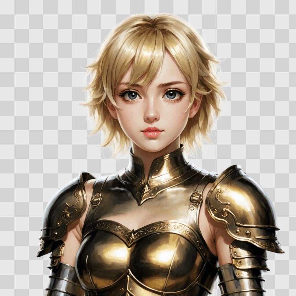 handsome cute anime girl A young woman with armor and hair