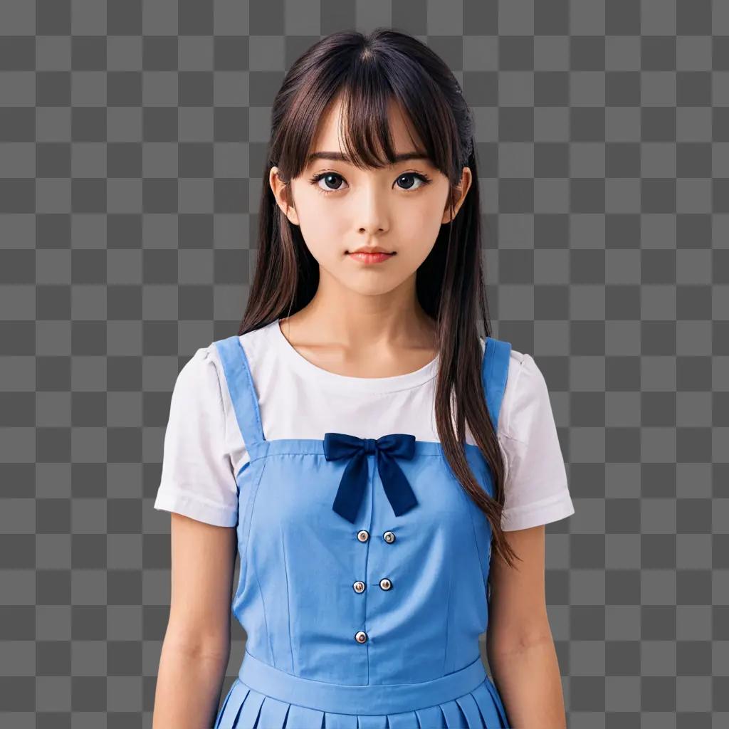 写真のポーズをとるハンサムなかわいいアニメの女の子