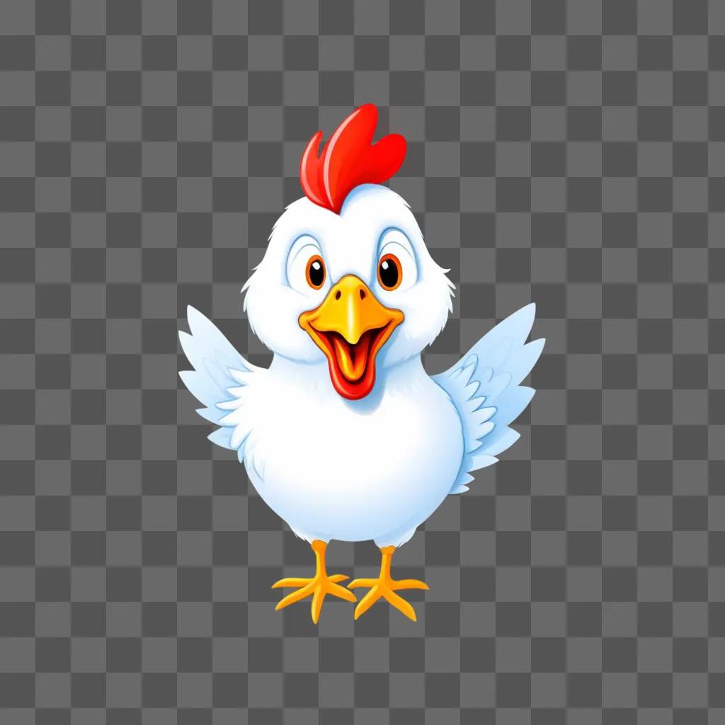 赤い櫛を持つ幸せな漫画の鶏