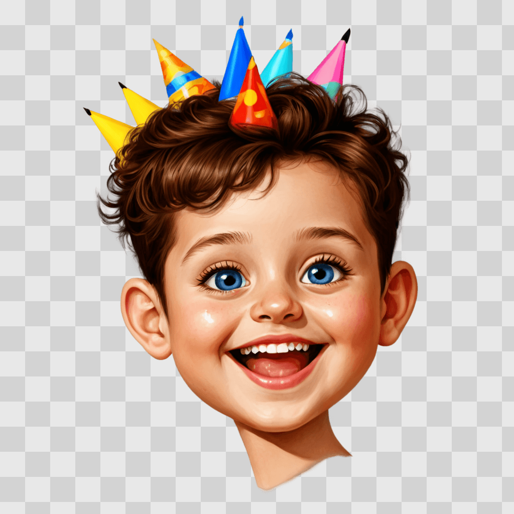 happy birthday clip art A smiling child with party hats on his head