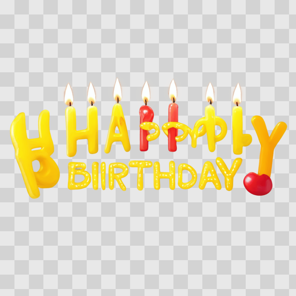 happy birthday clip art Birthday candles with heart in yellow background