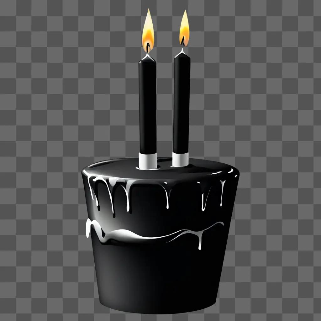 happy birthday clip art Two lit candles on a black cup