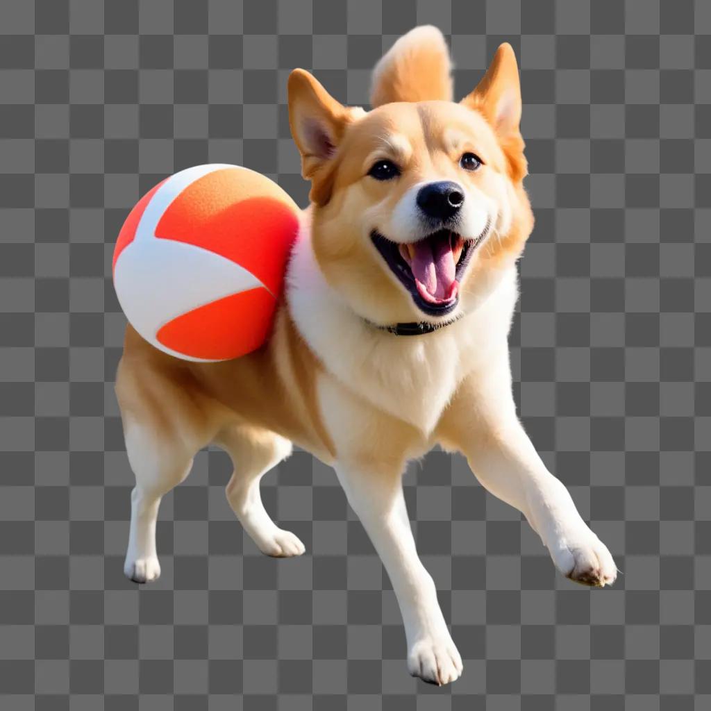 happy dog plays with a ball