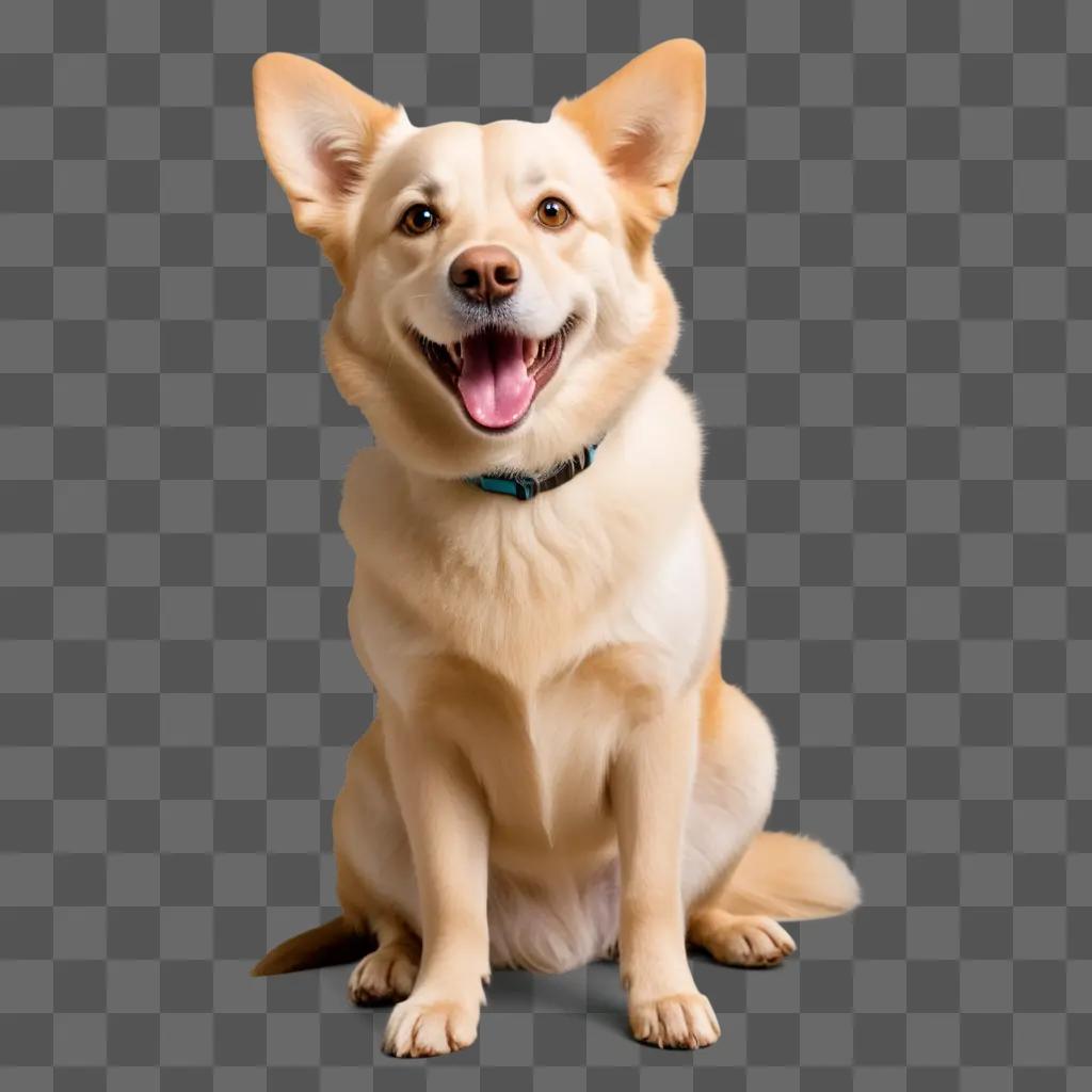 happy dog sits and smiles for the camera