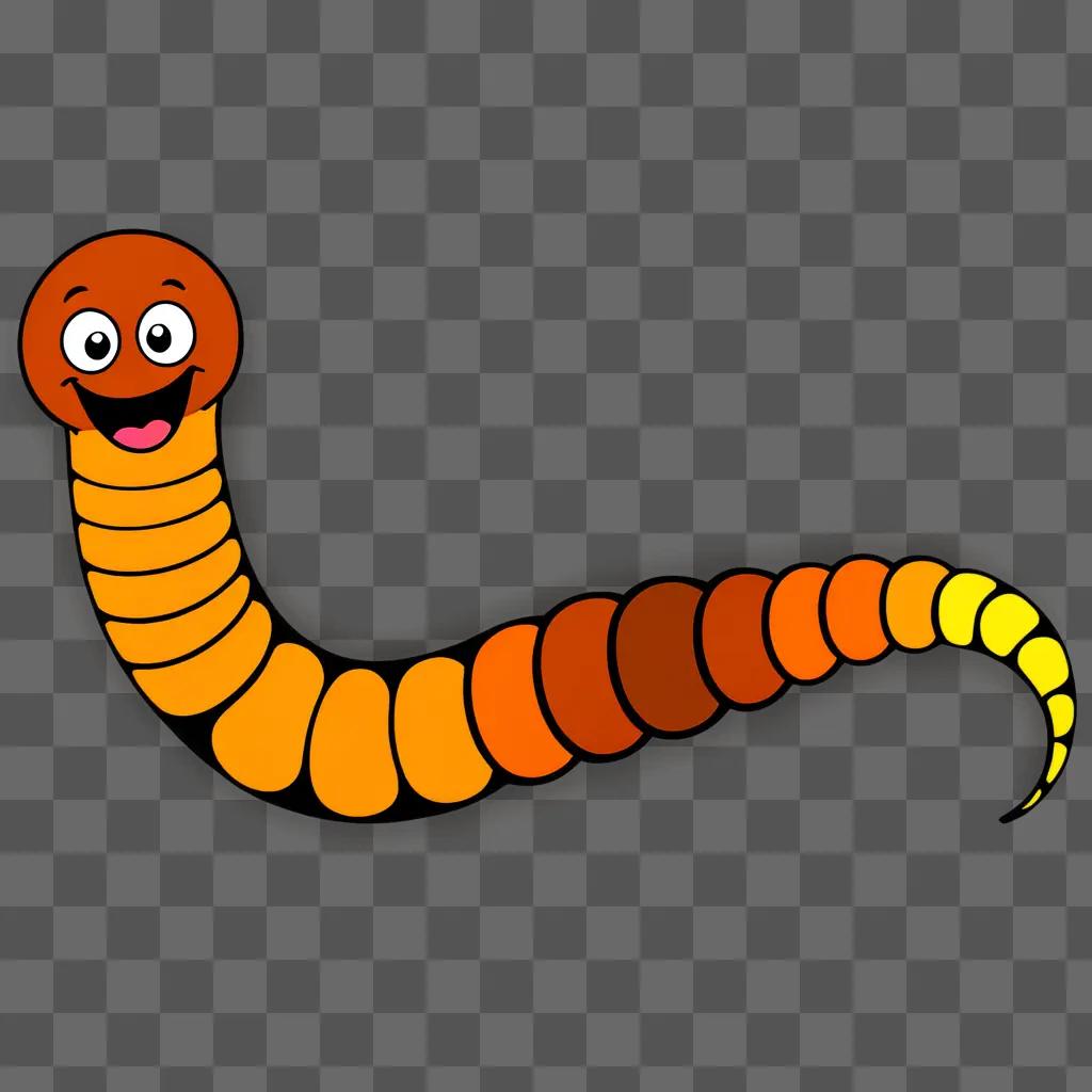 happy worm clipart with a yellow stripe