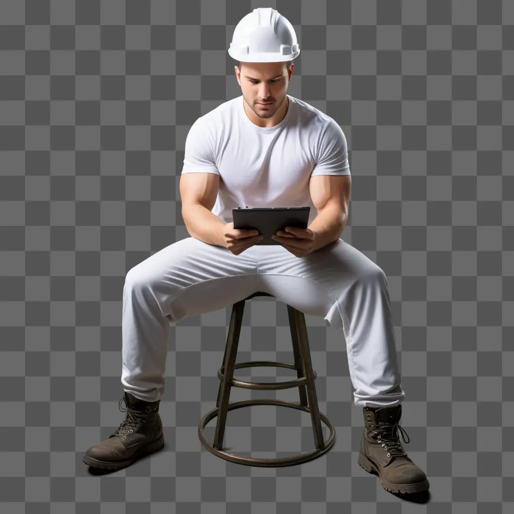 hard worker using his tablet