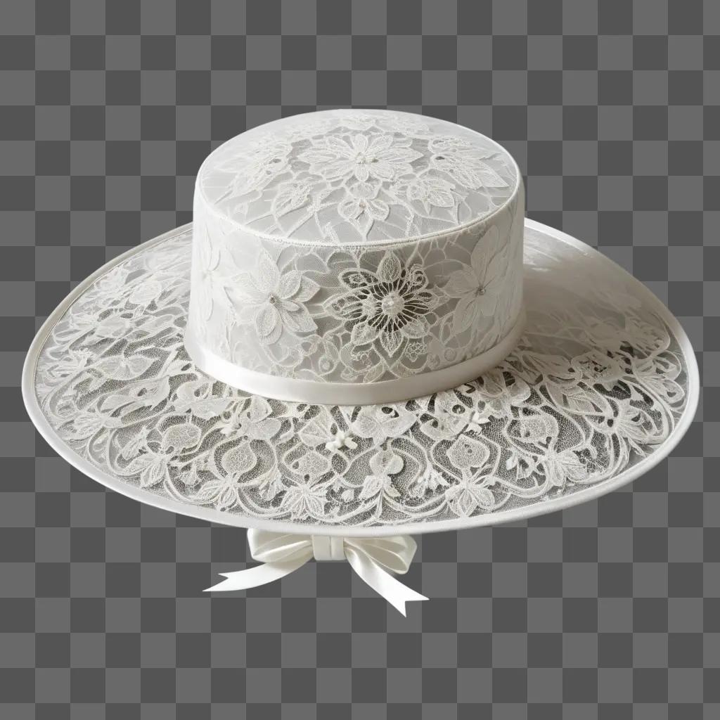 hat sits on a white surface, showing a transparent pattern