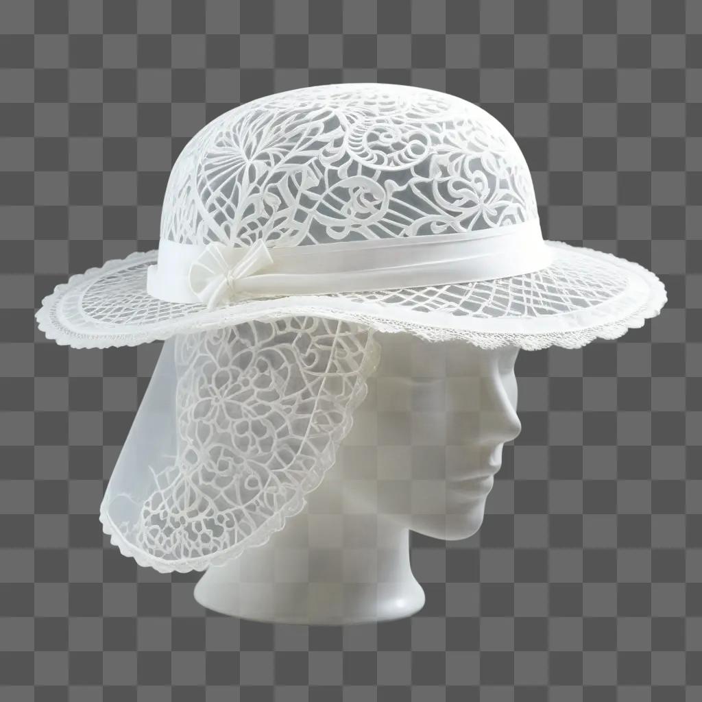 hat with a lace veil and a transparent band