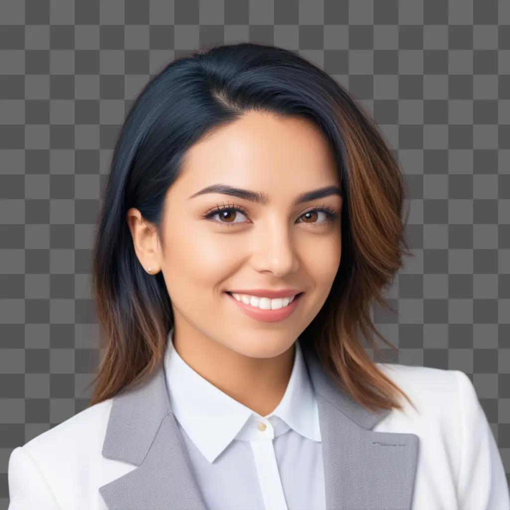 headshot of a young woman with a white blazer