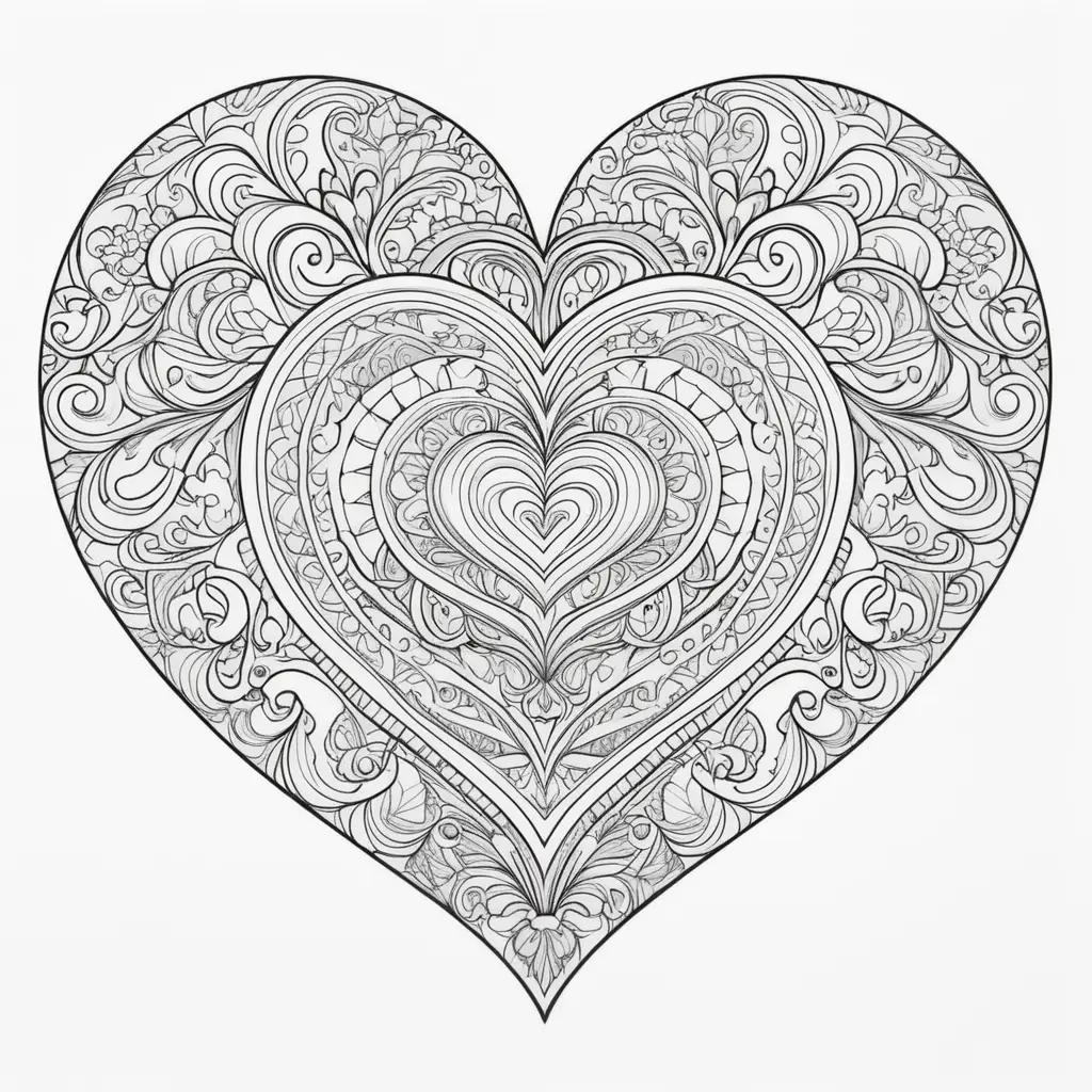 heart is illustrated in a black and white coloring page