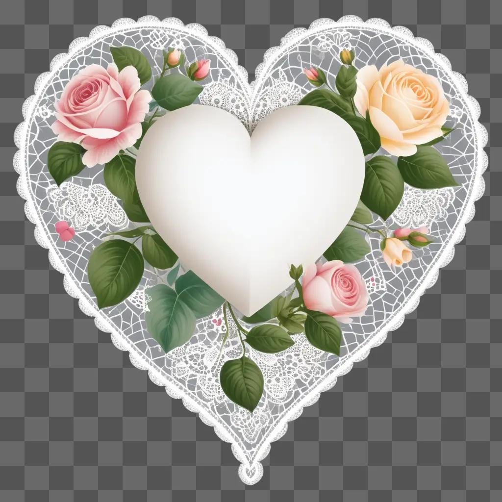 heart is illustrated with roses and leaves