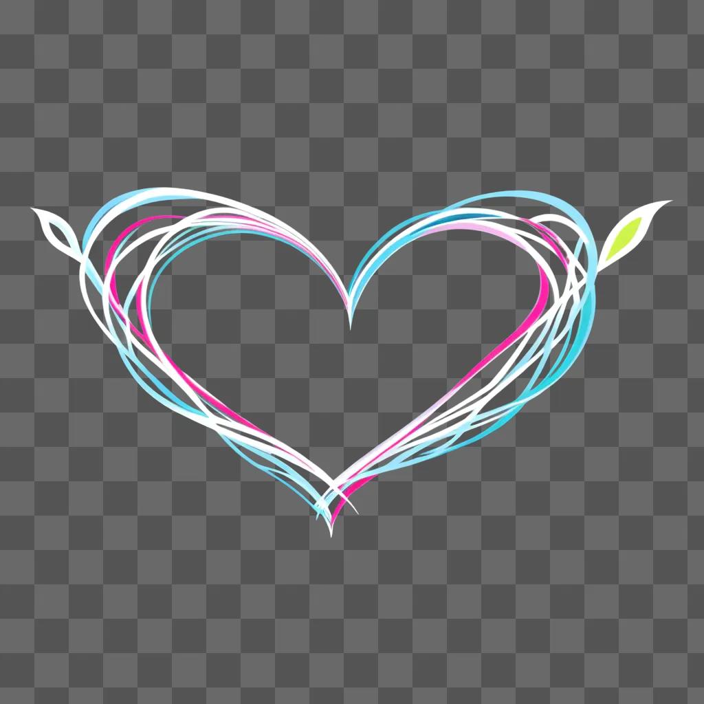 heart made of colorful lines in a blue background