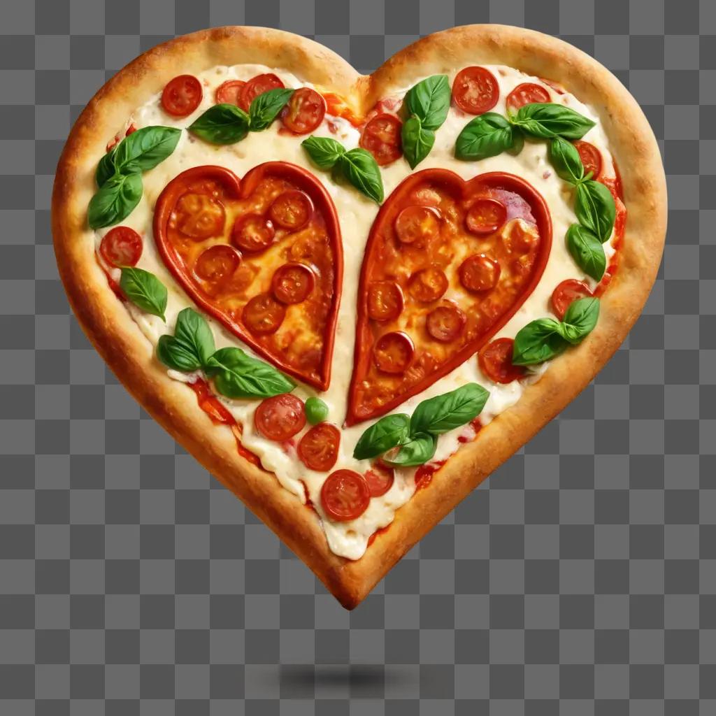 heart pizza clipart A heart shaped pizza topped with basil and tomatoes