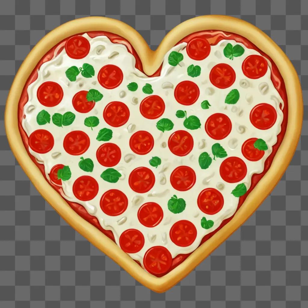 heart pizza clipart A heart-shaped pizza topped with tomato and basil