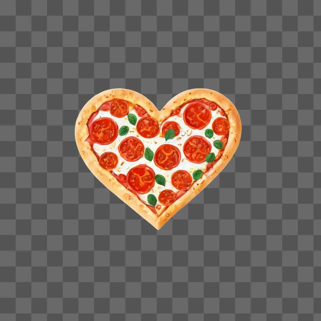 heart pizza clipart A heart-shaped pizza topped with tomatoes and basil