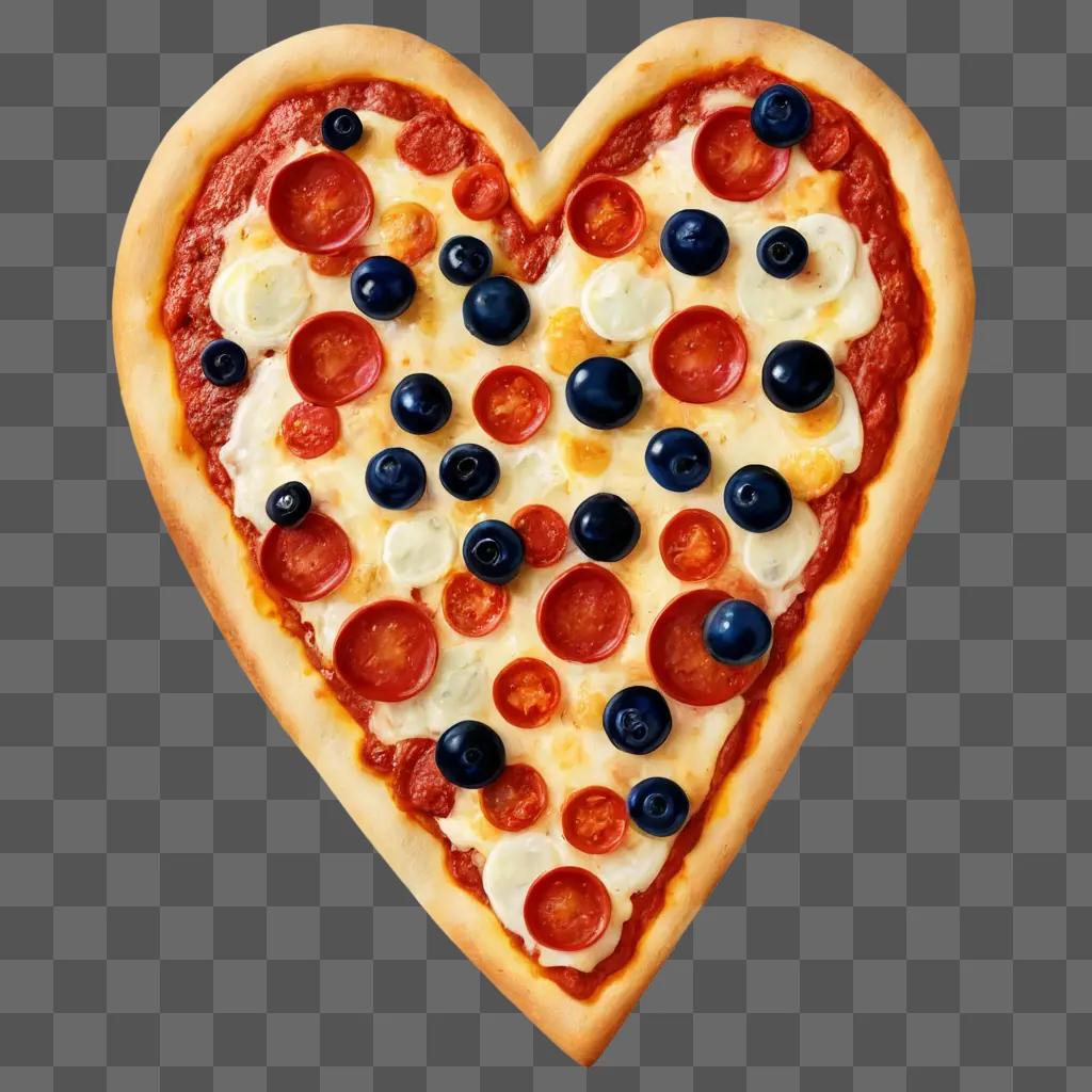 heart pizza clipart A heart shaped pizza with various toppings