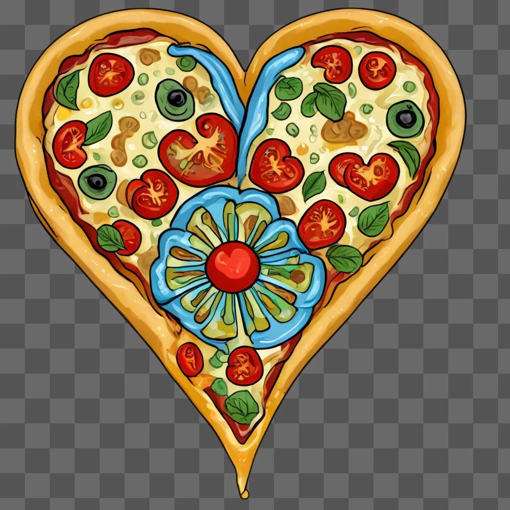 heart pizza clipart A pizza heart is decorated with toppings