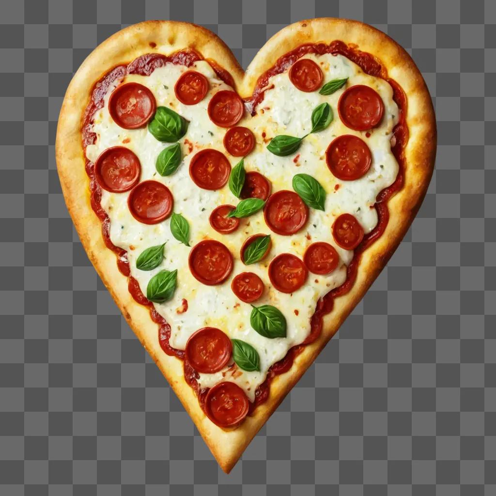 heart pizza clipart Heart shaped pizza with pepperoni and basil toppings