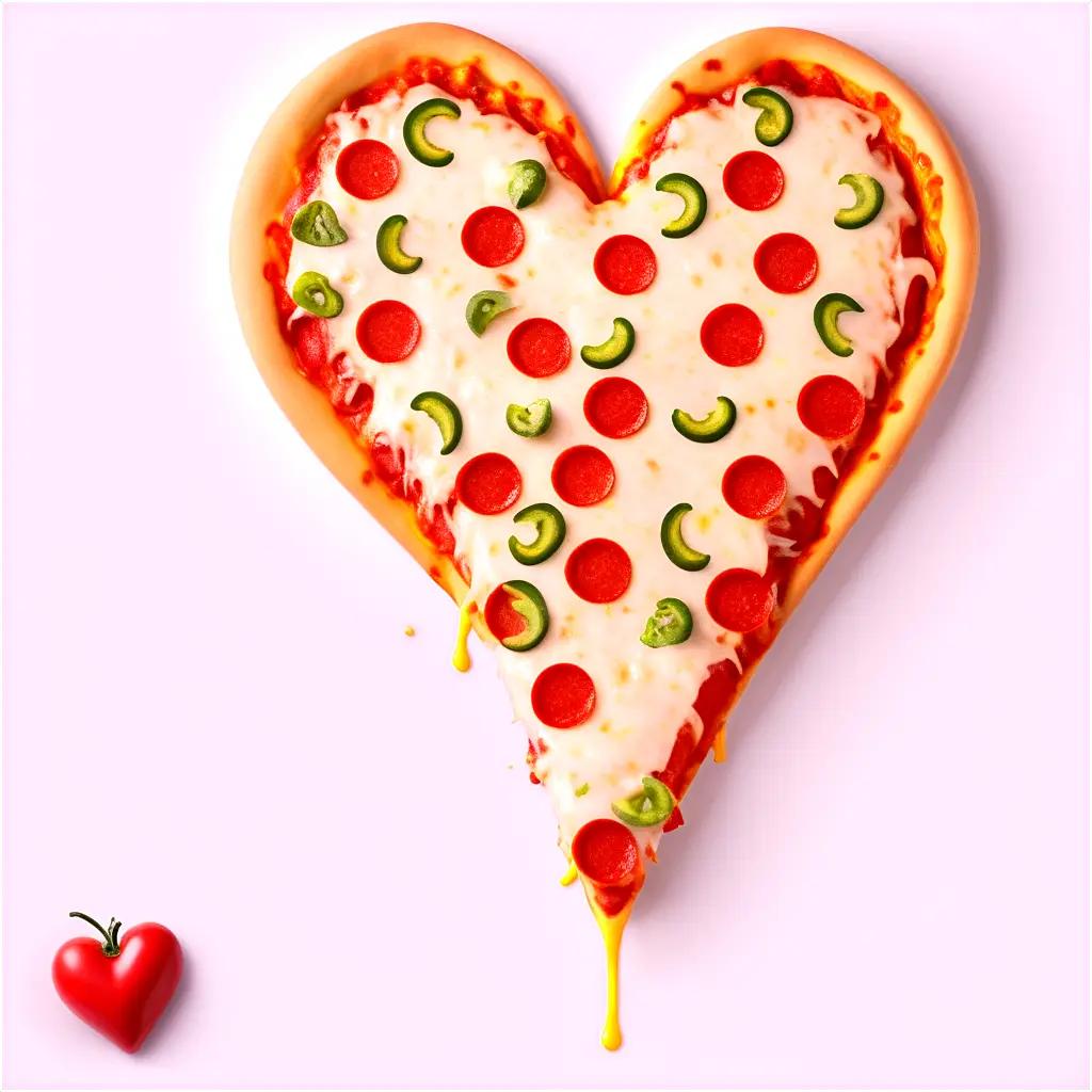 heart shaped pizza with pepperoni and cheese