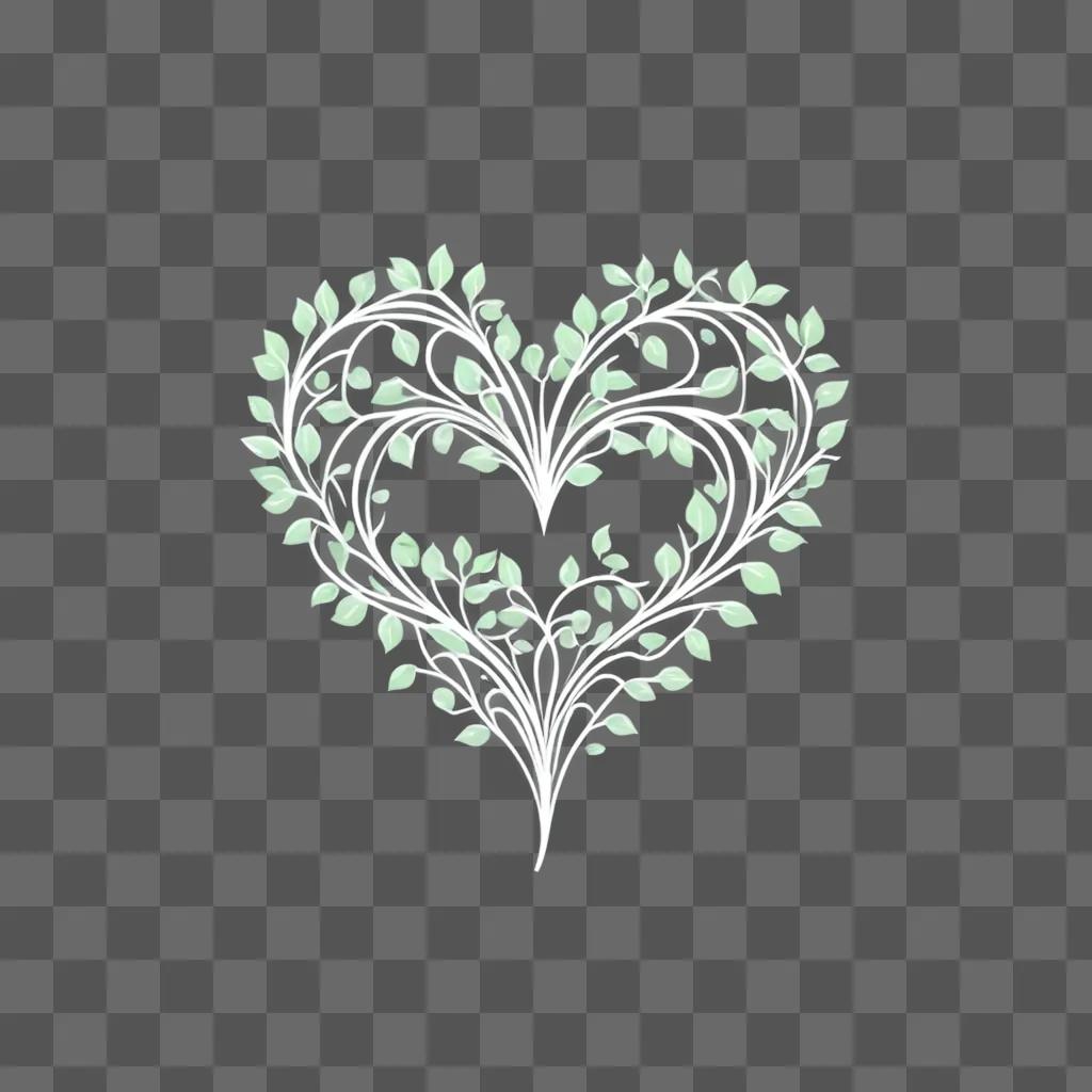 heart with leaves in a white background