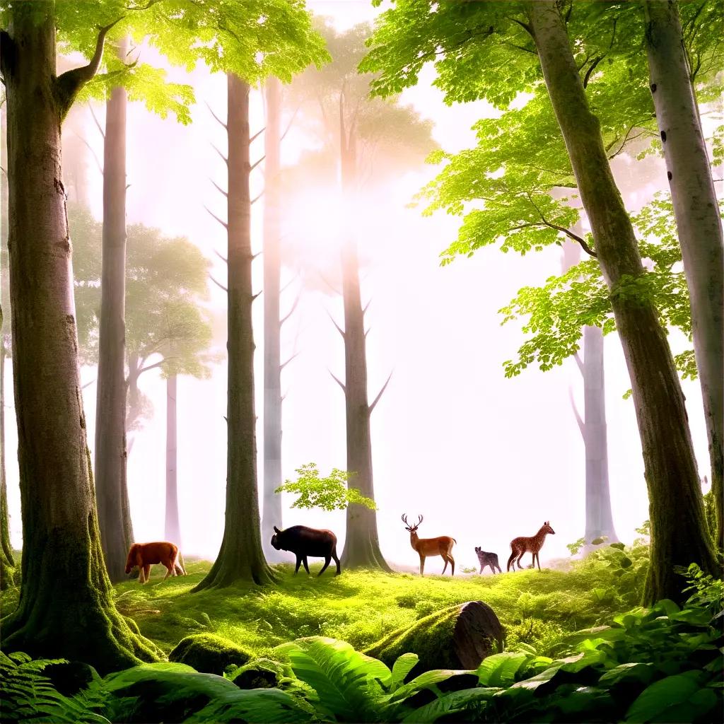 herd of deer in a forest background