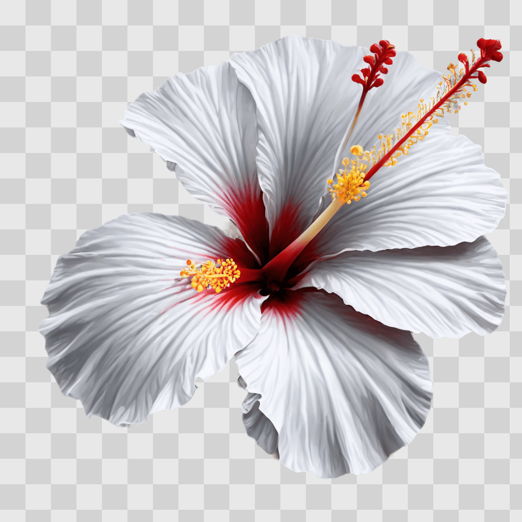 hibiscus flower drawing A large white flower with red stamen