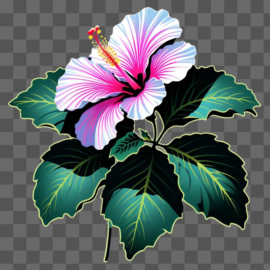 hibiscus flower with bright green leaves