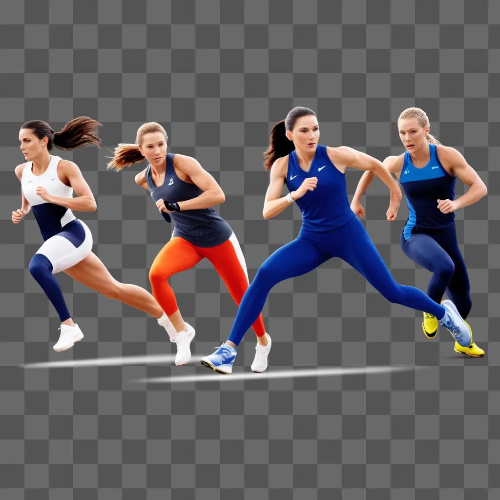 hletes sprint in Nike uniforms against a gray background