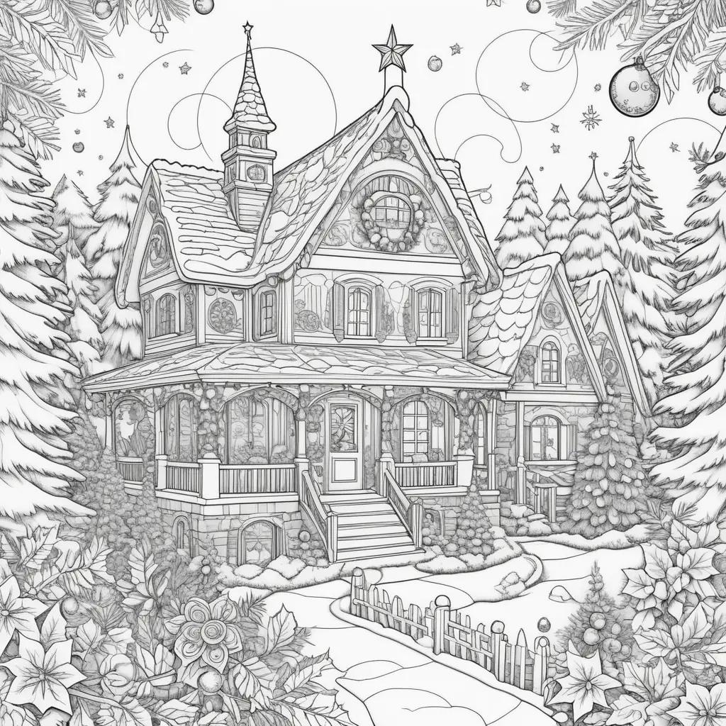 holiday-themed coloring page with adult Christmas coloring pages