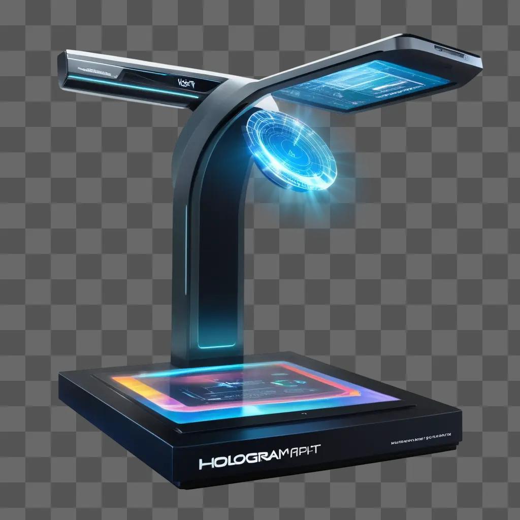 hologram projector with blue glowing light