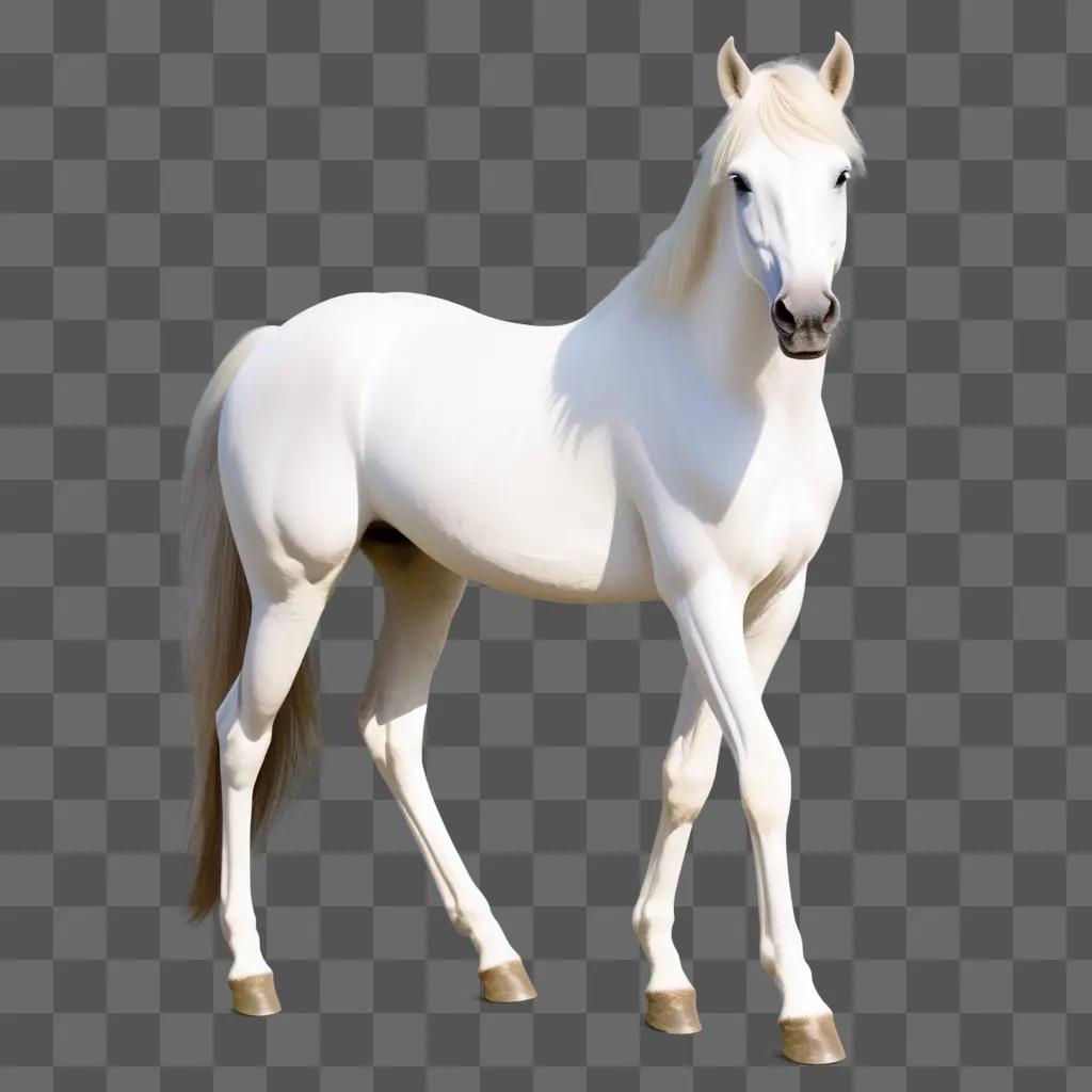 horse with blurred legs and white fur