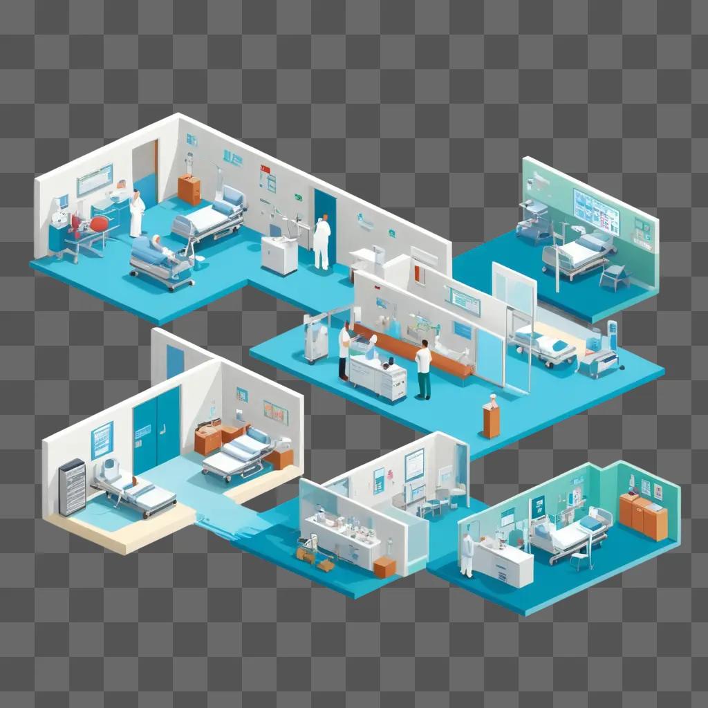 hospital with various rooms and equipment