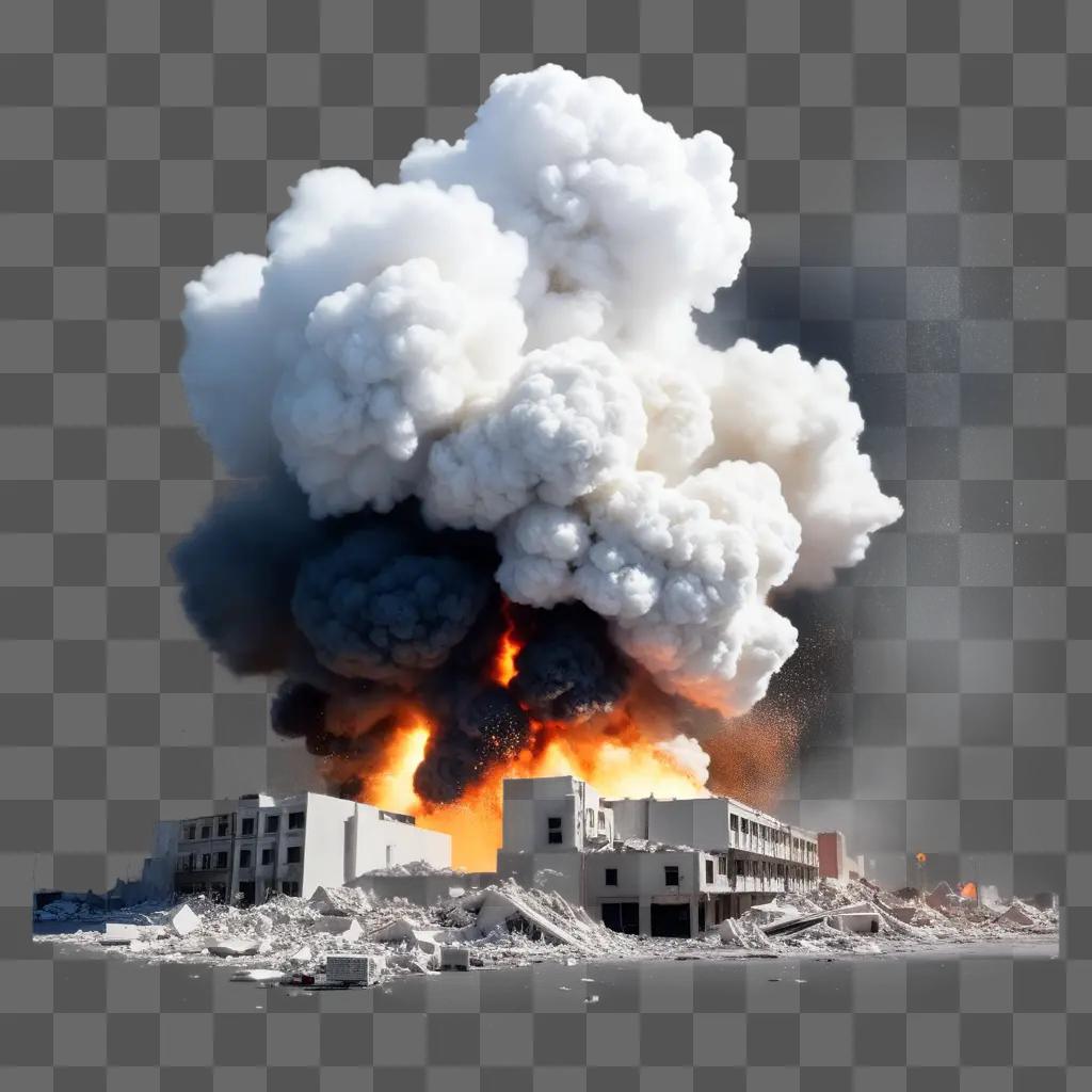 huge explosion destroys buildings in a city