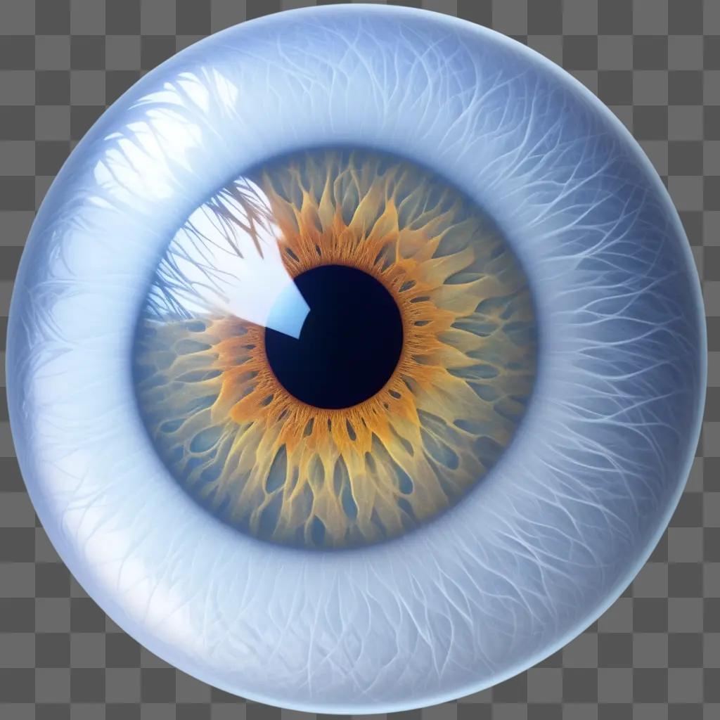 human eye with a blue and orange hue