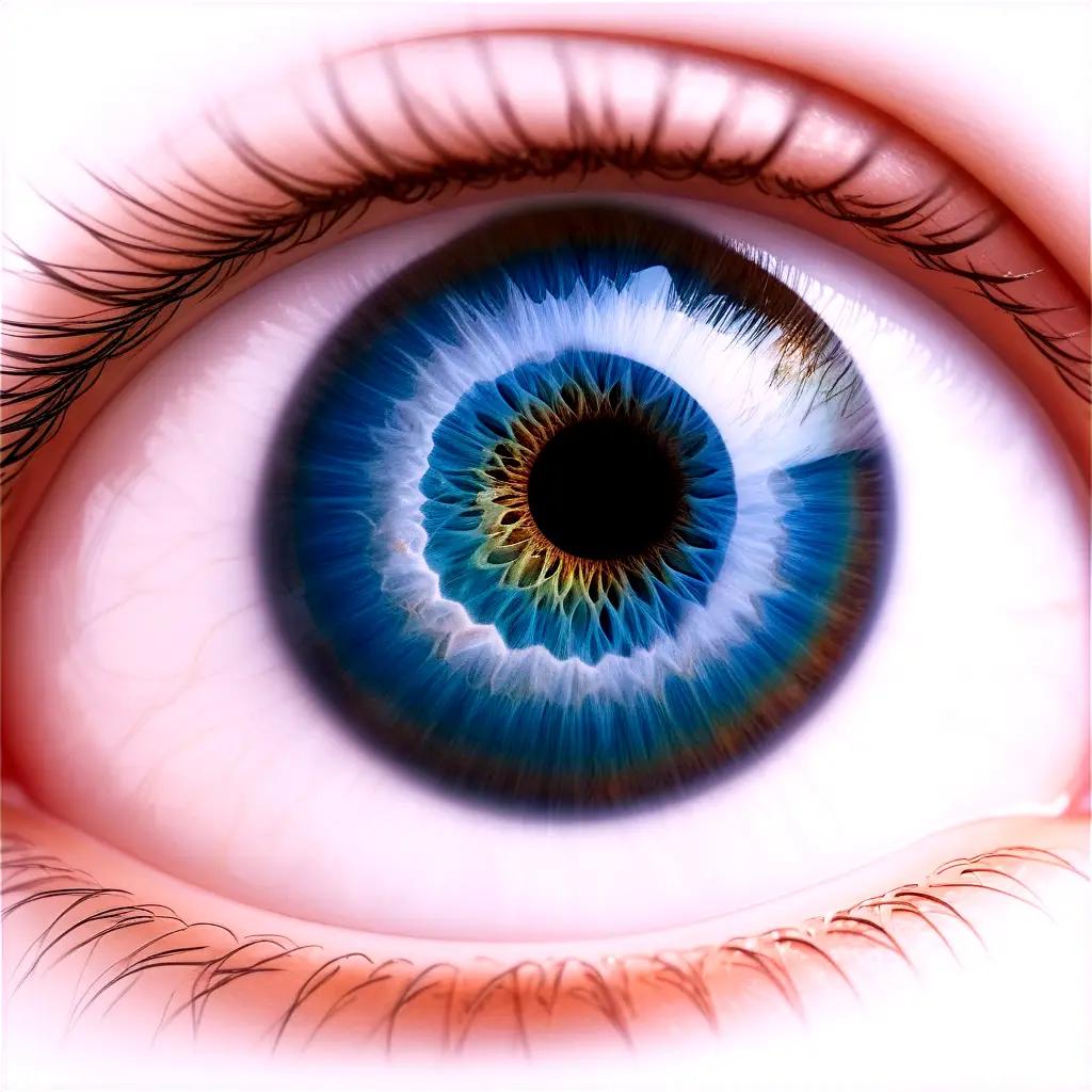 human eye with a blue iris and brown pupil