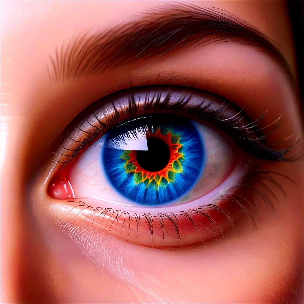 human eye with a kaleidoscope design