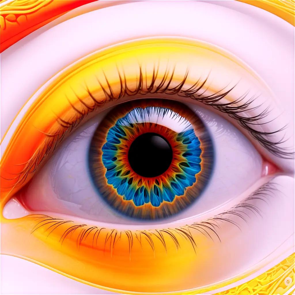 human eye with rainbow-colored iris