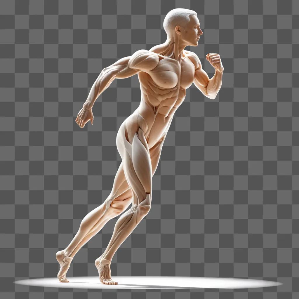 human figure running on a light-colored background