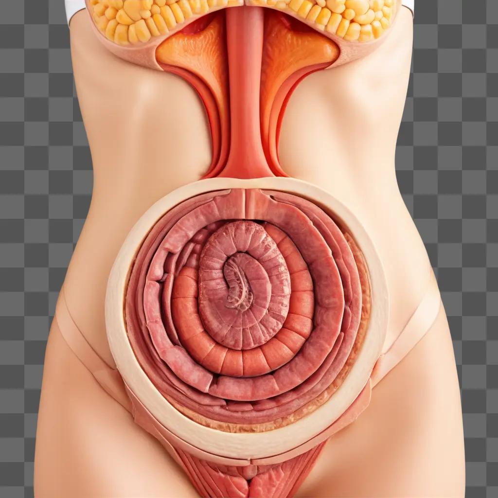 human stomach with a worm inside it