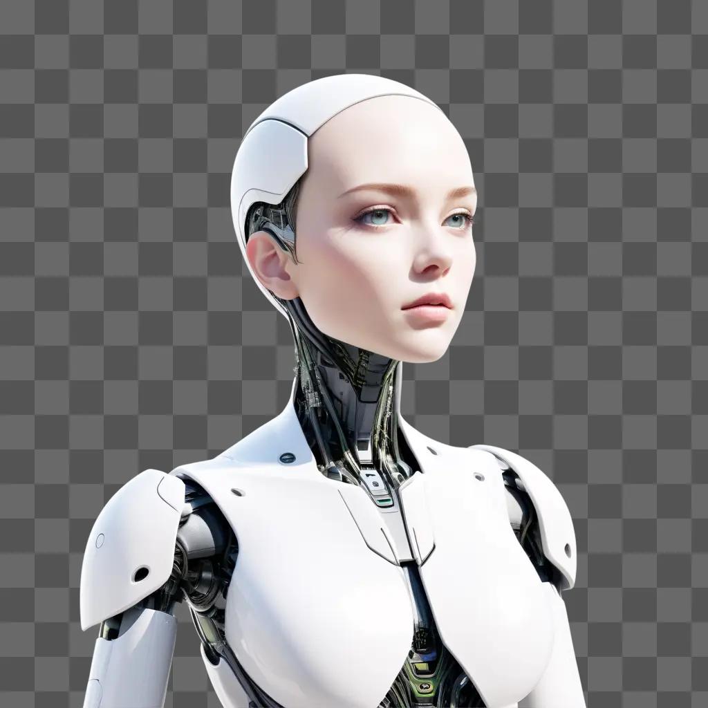 humanoid robot girl with glowing eyes