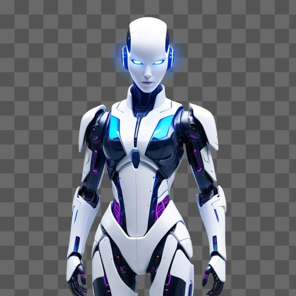 humanoid robot in a white suit with blue lights