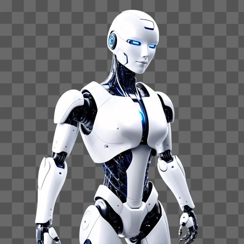 humanoid robot with a blue glowing aura