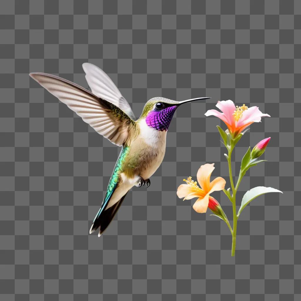 hummingbird and a flower in a blurry image