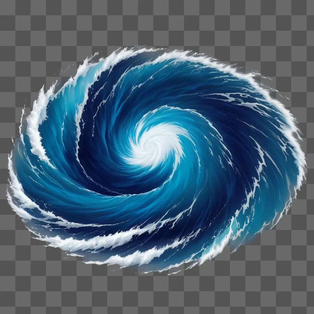 hurricane in a circle on a blue background