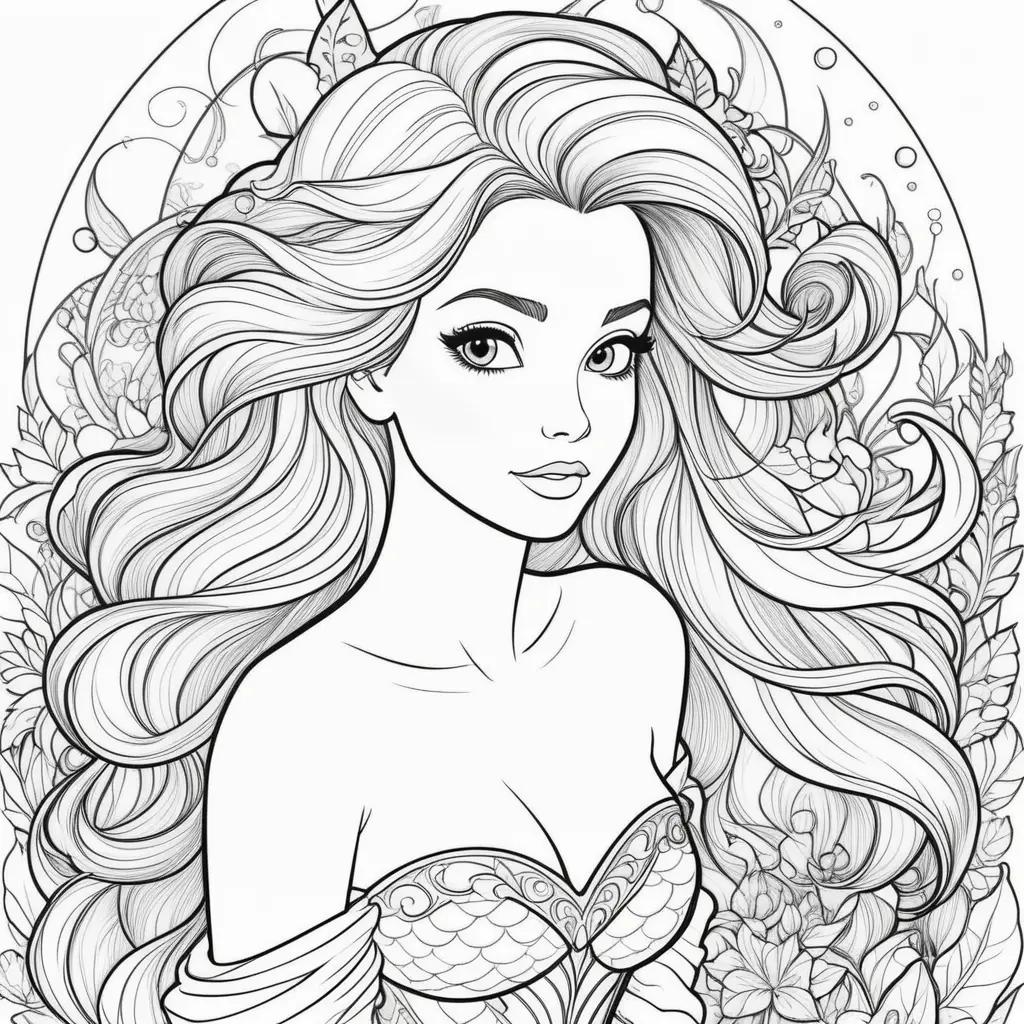 iel coloring pages featuring a princess, flowers, and a crown