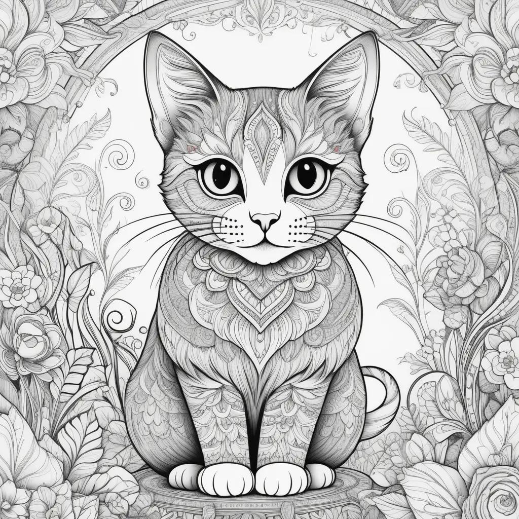 imals Coloring Page: A Black and White Cat Color Page