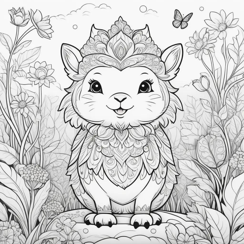 imals Coloring Page for Preschoolers: A cute cat with a crown on its head